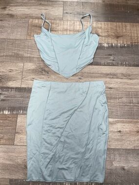 Tresser LA Light Blue Seam-Detail Pencil Skirt - Women's